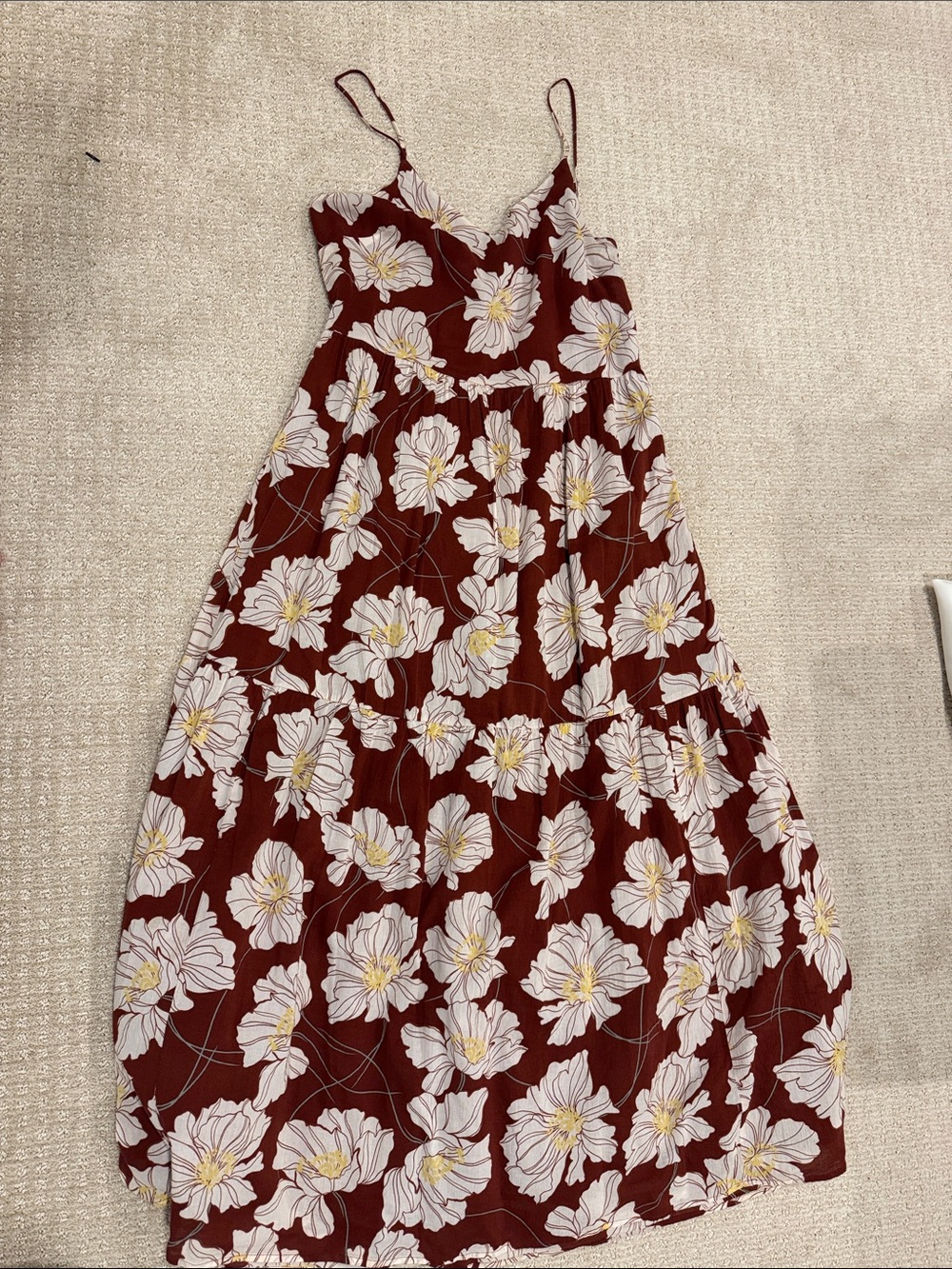GAP Burgundy Floral Spaghetti-Strap Dress